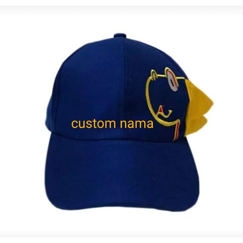Topi anak karakter dino costume nama suka suka bordir nama-Nevy
