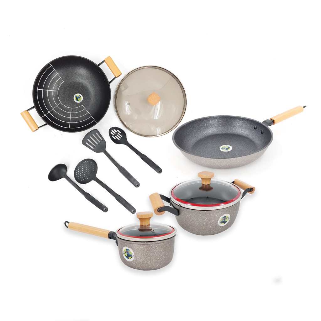 COOKWARE SET LUXURY PANCI SET COOKWARE ENSEMBLE ANTI LENGKET BAHAN TEBAL PANCI ANTI LENGKET PANCI SU