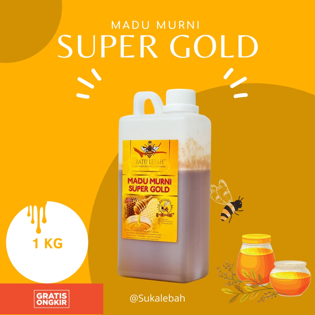 

Madu Asli Madu Murni Original Madu Super Gold Ratu Lebah 1Kg Royal Jelly Bee Pollen Propolis