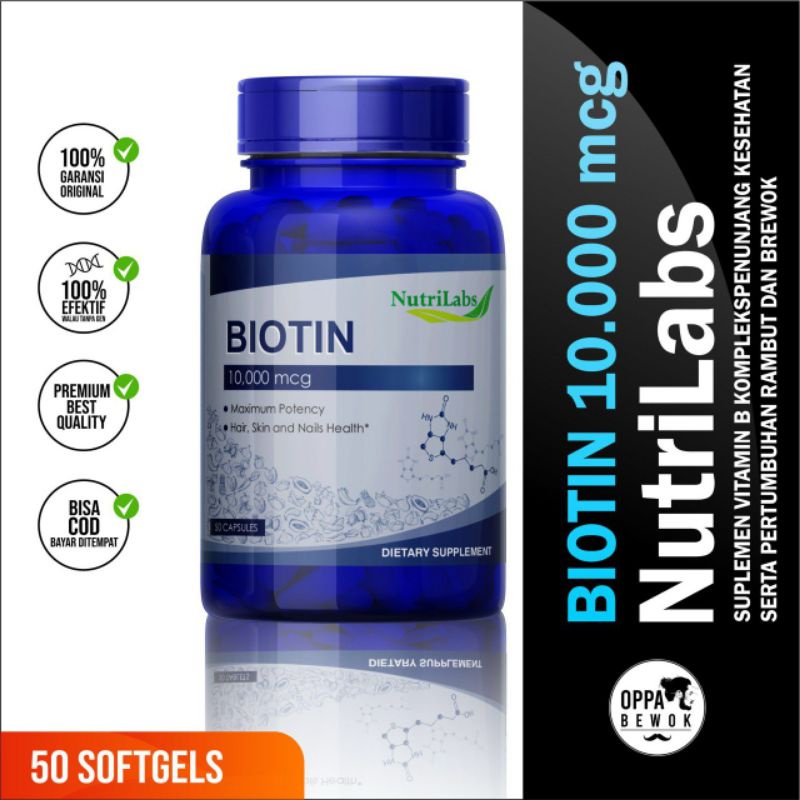 [ ORIGINAL HALAL ] BIOTIN 10.000 Mcg TERBARU TERMURAH ( penumbuh rambut brewok alis kumis jambang )