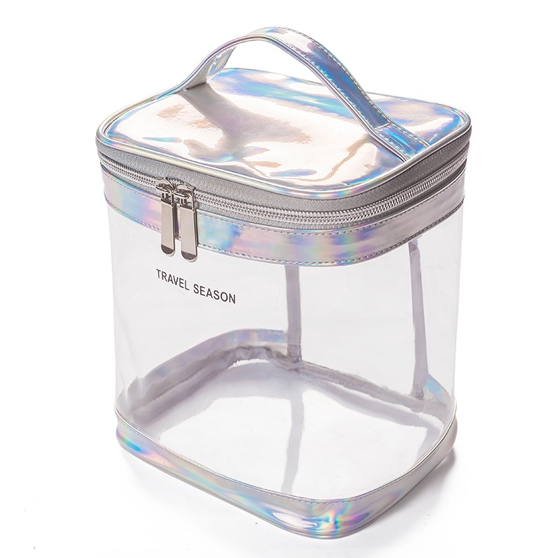 Kosmetik Cube Transparan Clear PVC Toiletries Wash Bag Tas Travel Kosmetik Transparan Bening