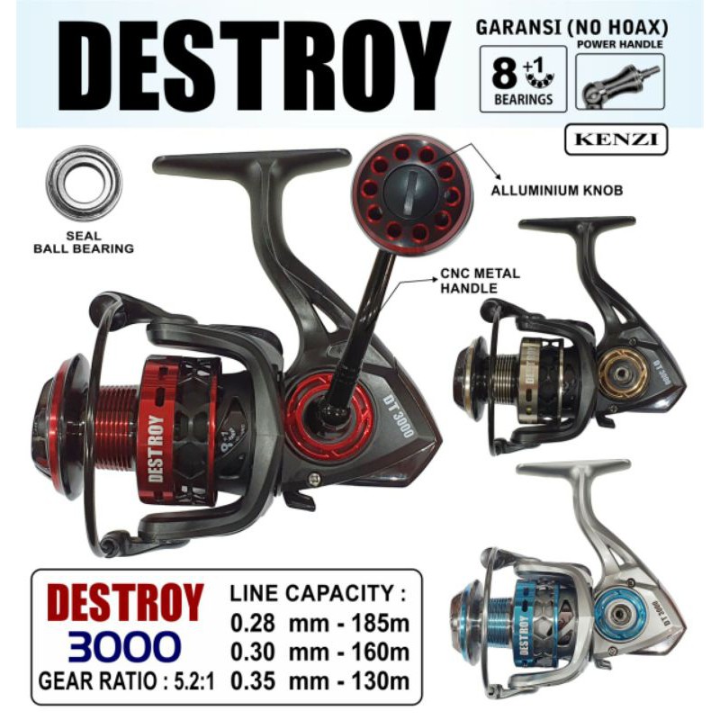 REEL PANCING KENZI DESTROY 1000/2000/3000/6000 POWER HENDEL ORIGINAL