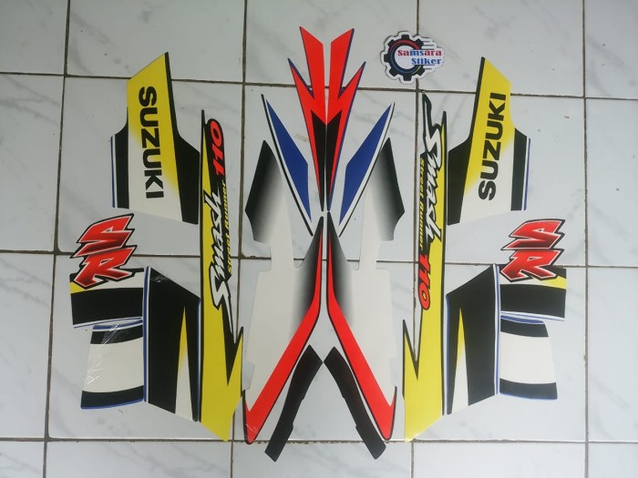 Stiker Striping Motor Suzuki Smash 110 SR 2005 Biru