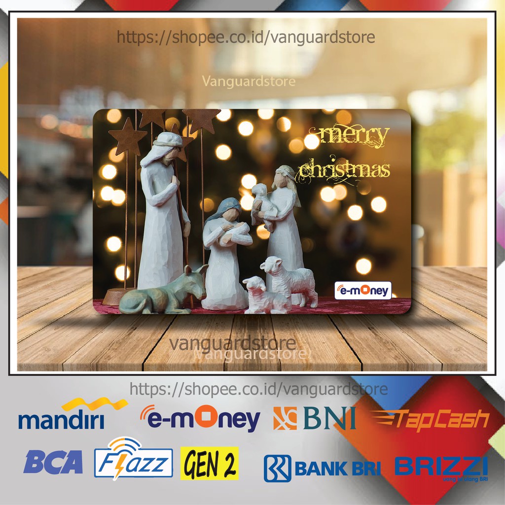 KARTU E MONEY E TOLL MERRY CHRISTMAS KUMPULAN 4 EMONEY MANDIRI FLAZZ BCA BNI TAPCASH BRIZZI