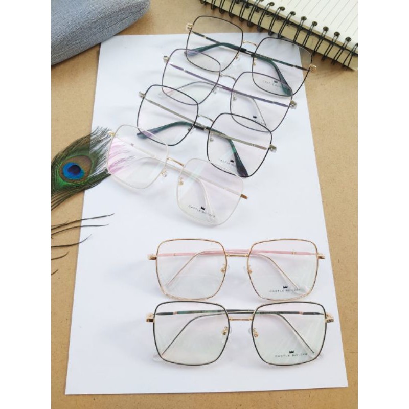 Frame Kacamata Kotak Cewek Lensa Minus+Antiradiasi