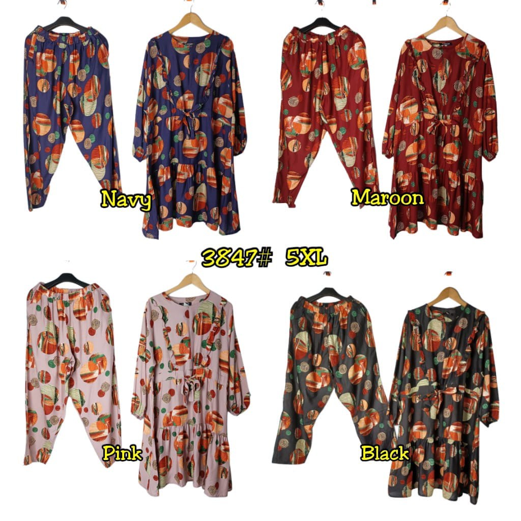 JOSJOLI_STORE/3853-3847 Setcel Rayon/Stelan Rayon Super Jumbo 5XL/Pakaian Wanita Dewasa Free Masker/Busui