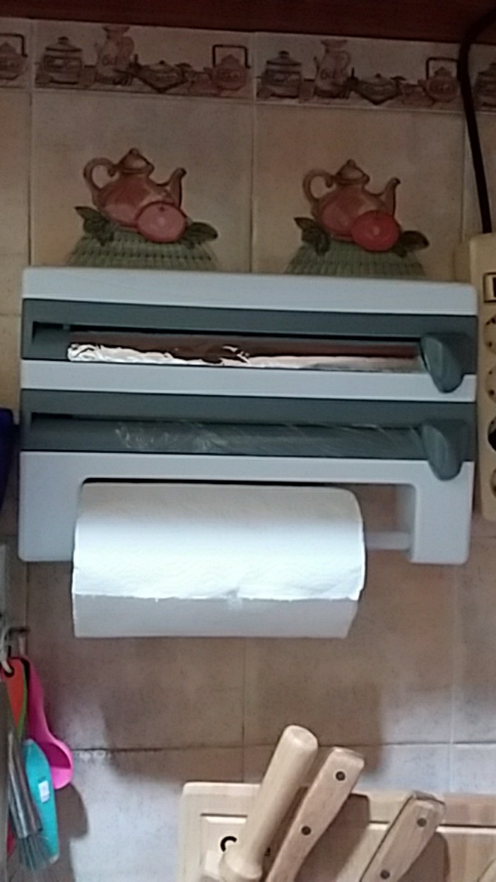 Rak Gantungan Dinding Dapur Tissue Roll Plastik Wrap Aluminium Foil