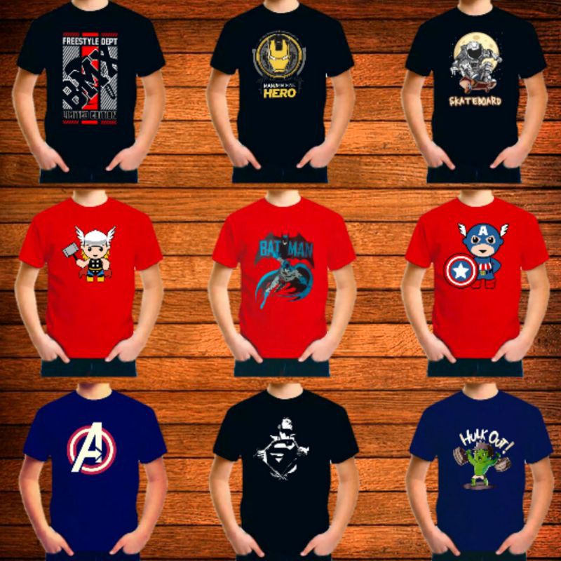 Pakaian anak pria (01) superhero karakter COTTON COMBAD - Bandung