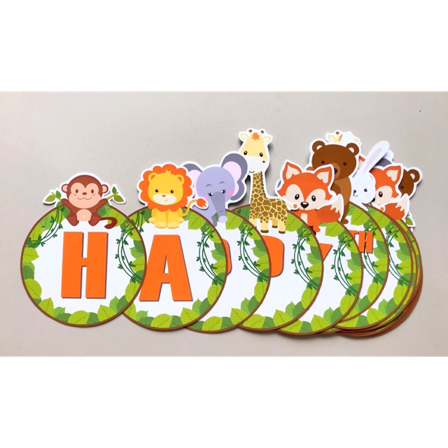 Banner Bunting Flag Ultah Animal Jungle