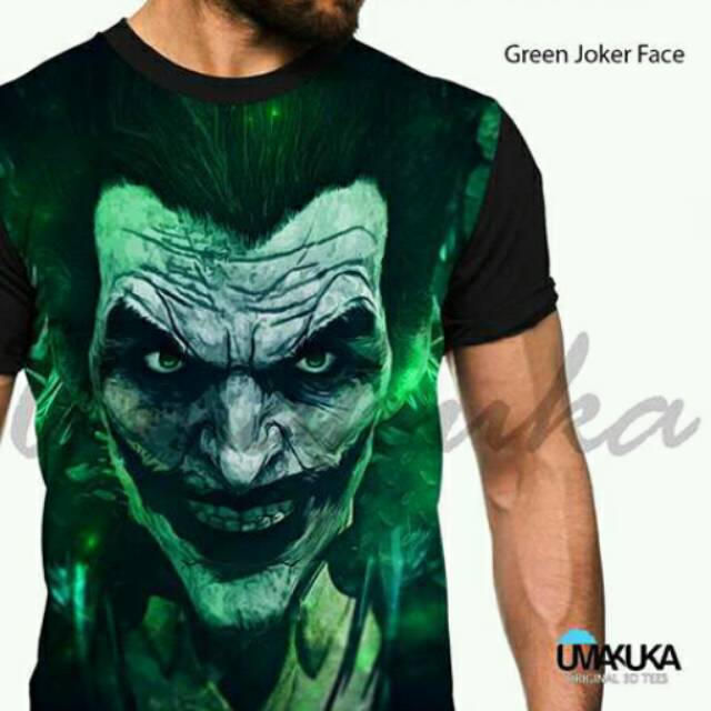 KAOS 3D GREEN JOKER FACE.