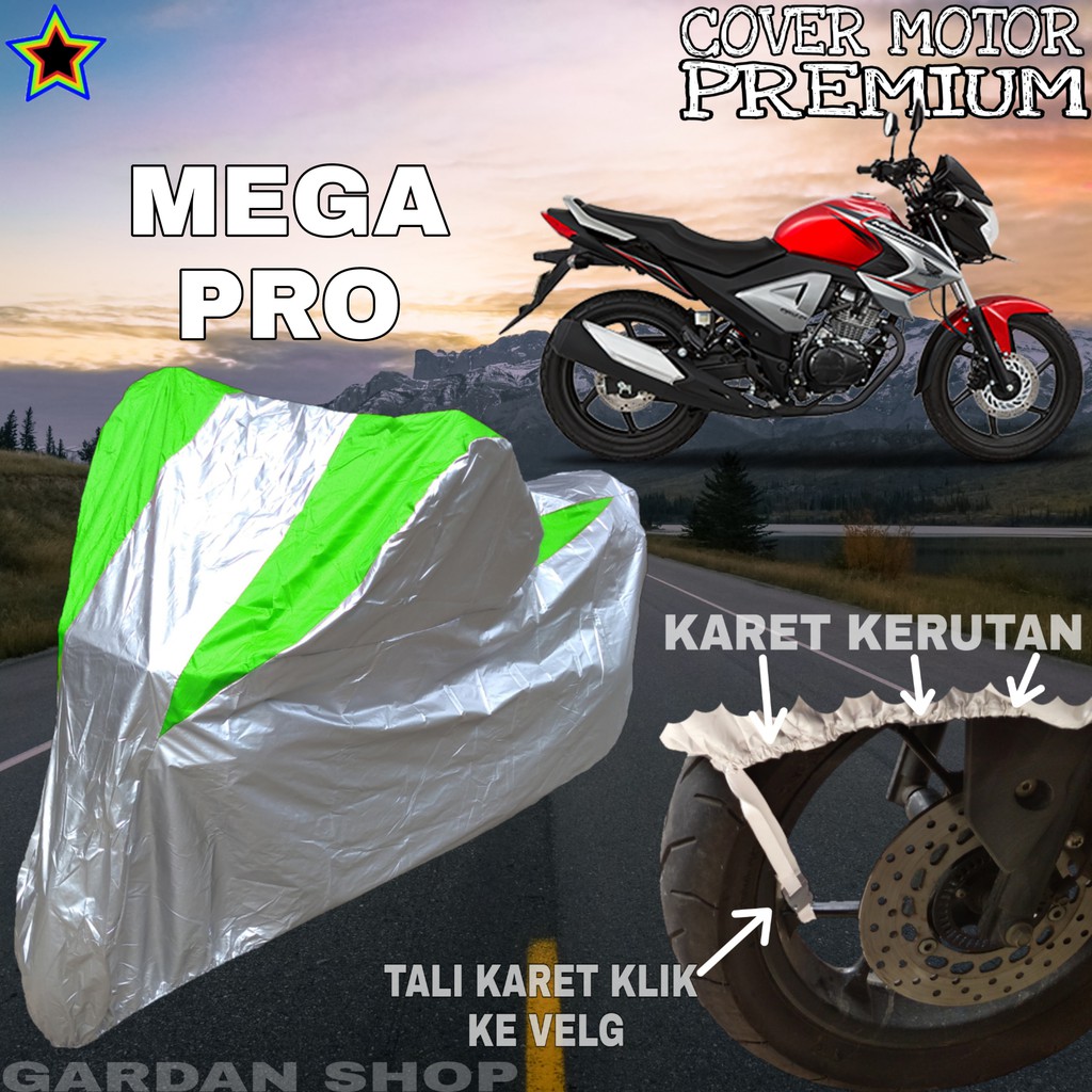 Sarung Motor MEGA PRO Silver HIJAU Body Cover Penutup Pelindung Motor Mega Pro PREMIUM