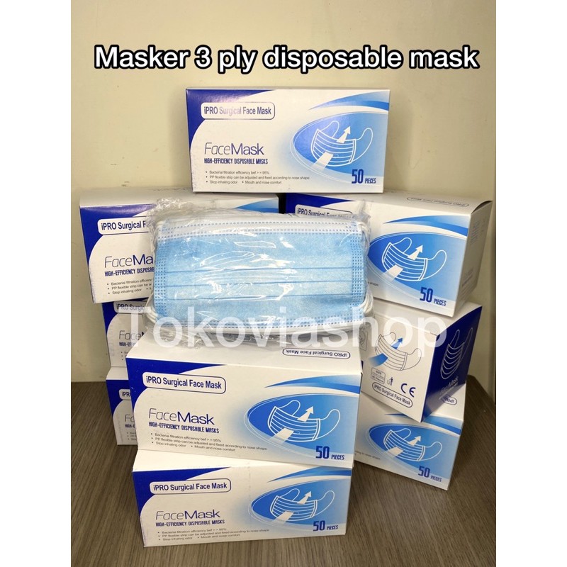 Masker iPro surgical face mask 3 ply earloop @50 pcs