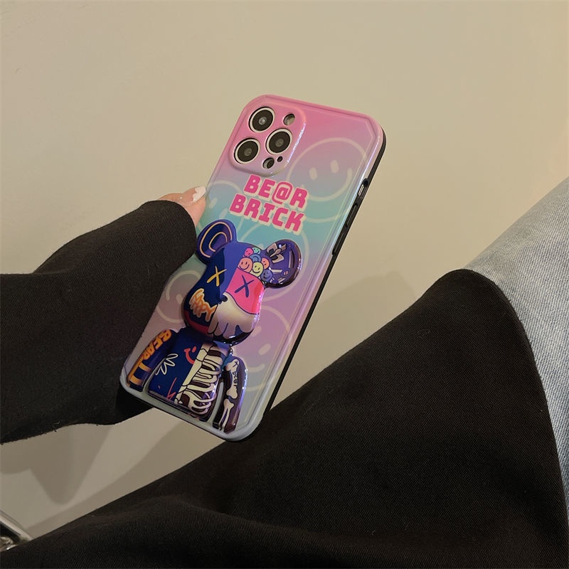 3D Beberapa Warna Pola Beruang Kecil Casing Ponsel iPhone 12 13 11 Pro Max X Xs Max Xr Jpbl