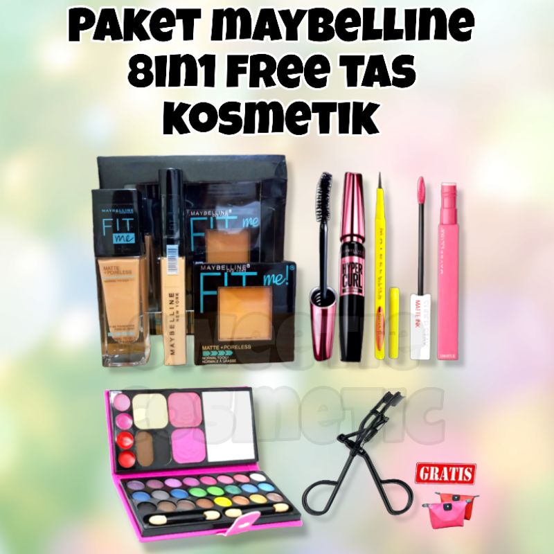 Paket Kosmetik Myb Lengkap Murah 7 in1 free Spon Telur - Paket Makeup Maybellina Lengkap Murah 7 In 1