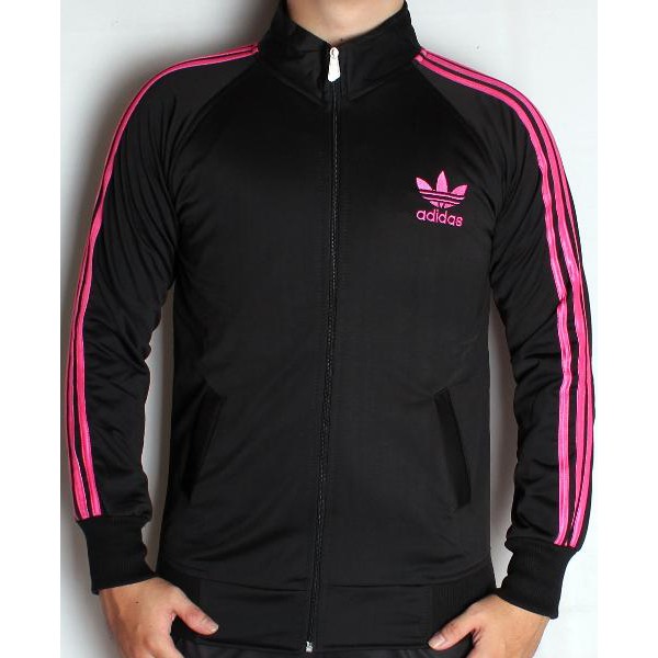 Jaket Adidas Tracktop Hitam list Pink , Non Hoodie (TR11) TERMURAH