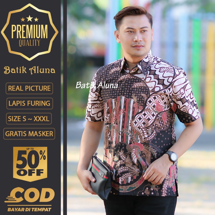 BATIK PRIA LENGAN PENDEK MEWAH PREMIUM ALUNA PRABUSENO SHANGHAI KERIS KEMEJA BATIK ACARA NIKAHAN KER