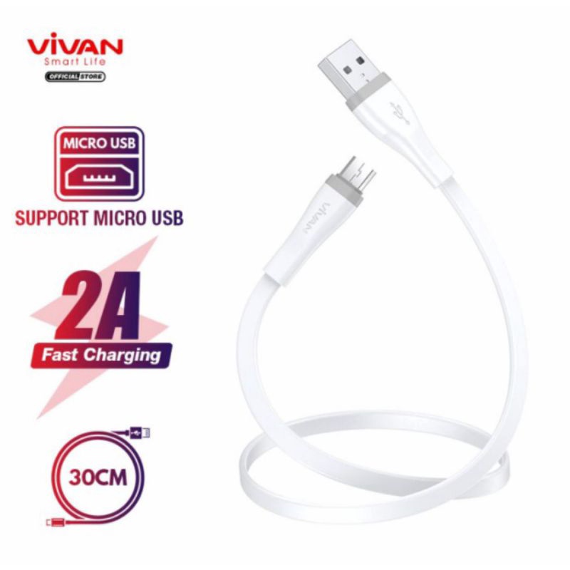 KABEL VIVAN SM30S 2A 30CM MICRO USB ORIGINAL QUICK CHARGE KABEL DATA VIVAN 30CM