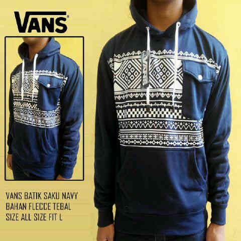 Promo sweater vans batik poket ( navy ,marun) S-S1-194