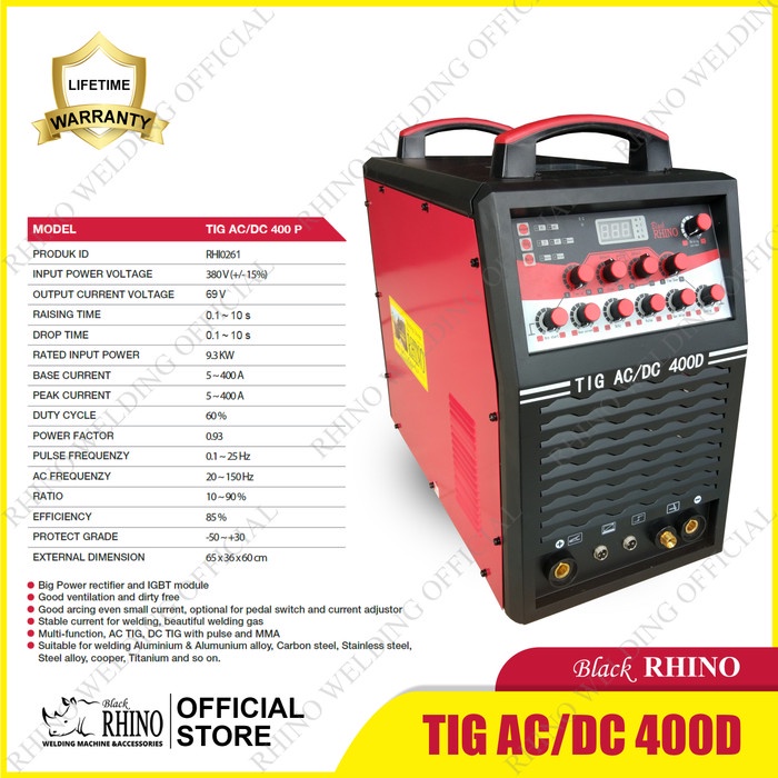 Mesin Las Black RHINO TIG AC/DC 400 3PH