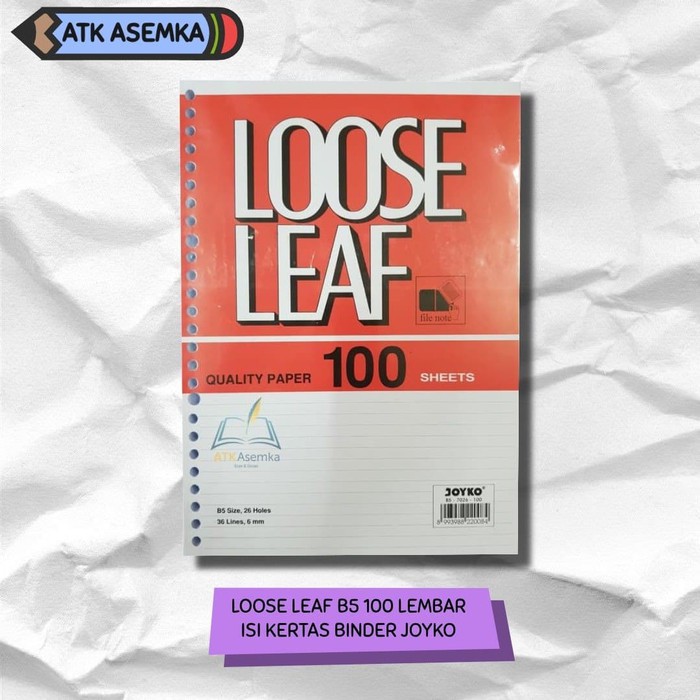 

LOOSE LEAF B5 100 LEMBAR / ISI KERTAS BINDER JOYKO MURAH Atk