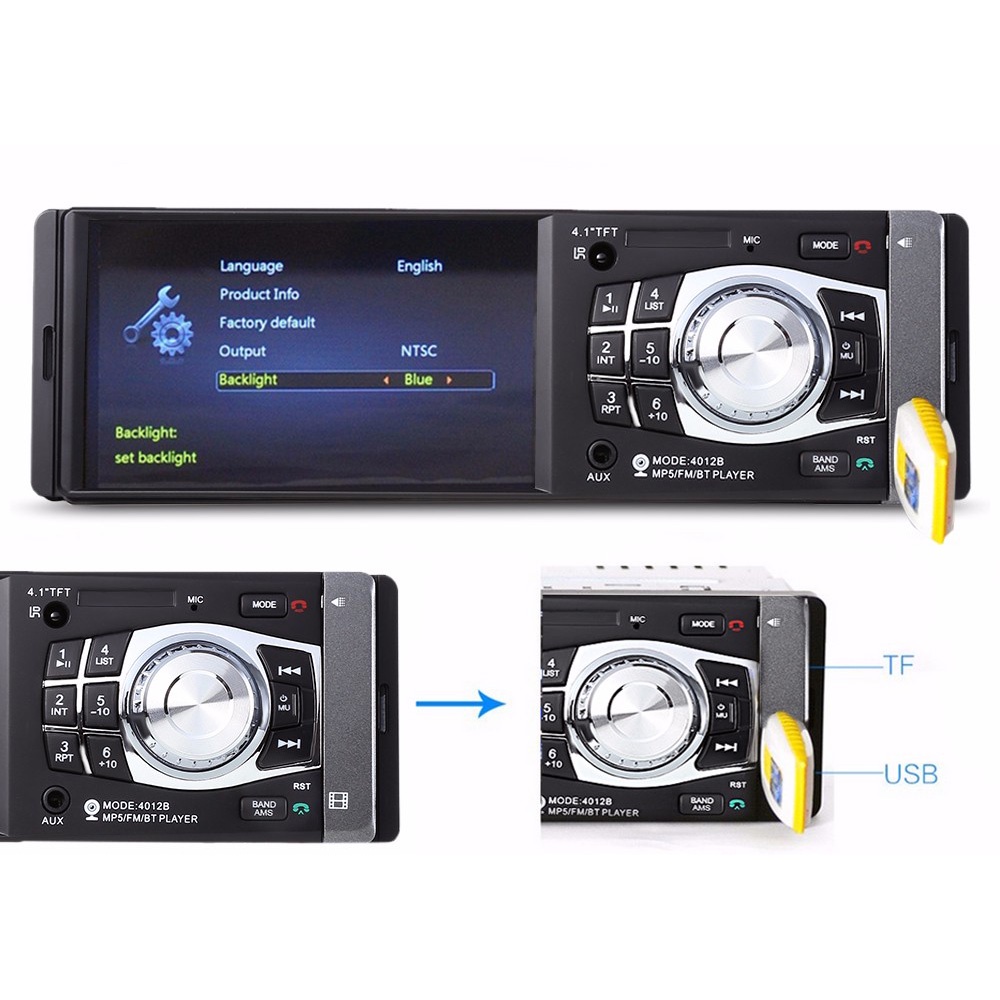 AMPrime Tape Audio Mobil bluetooth + Radio + LCD 4.1 Inch + Camera