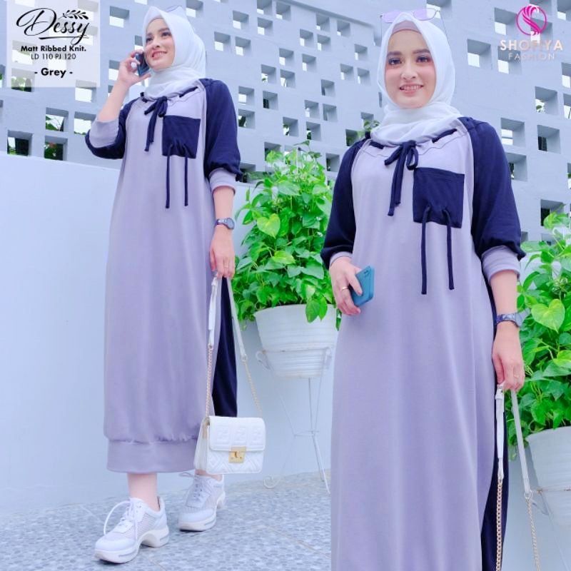 Dress Syar'i Muslim Remaja  Bahan Baby Tery Baju Dress Gamis Syar'i Lebaran Remaja Perempuan Terbaru