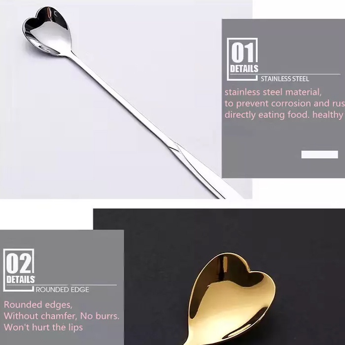 Sendok Teh Panjang Sendok Teh Stainless Sendok Teh Chinese Tea Kopi Gagang Panjang Gold Long Handled Spoon