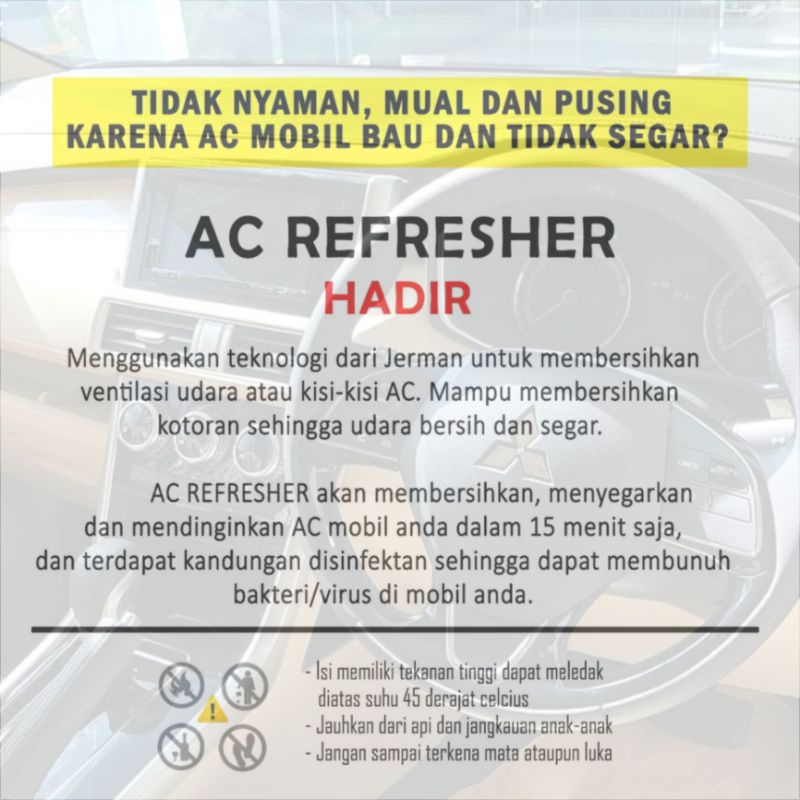 Pembersih ac mobil/Ac refresher mobil/Penghilang bau apek mobil