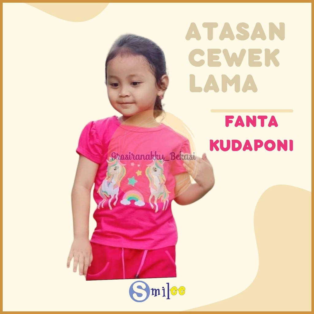 Atasan Anak Smilee Motif Pink Fanta Kudapony Size 1-5Tahun