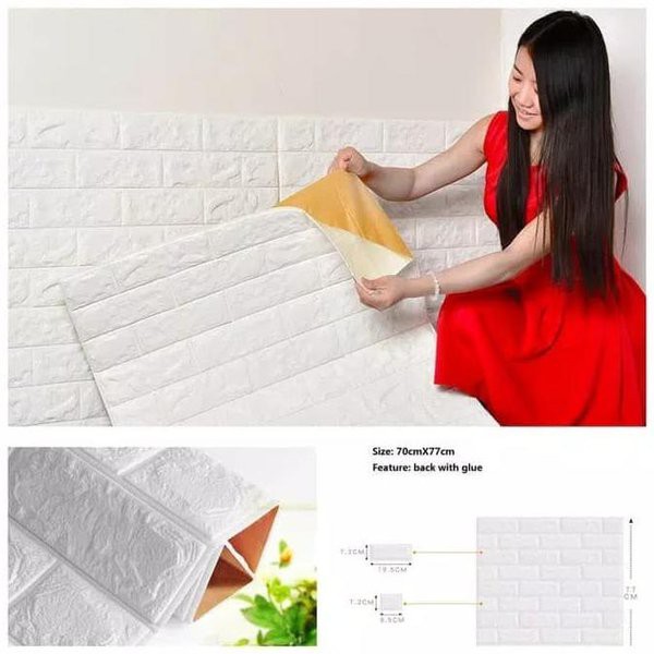 Wallpaper Foam Brick 3D Foam Dinding Bata Putih