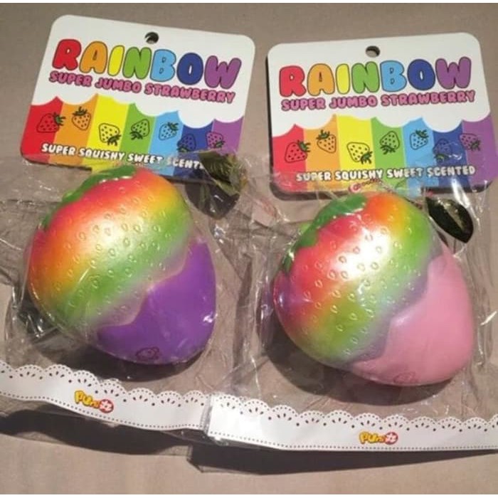SQUISHY LICENSED PUNIMARU JUMBO STRAWBERRY RAINBOW NEW ORIGINAL
