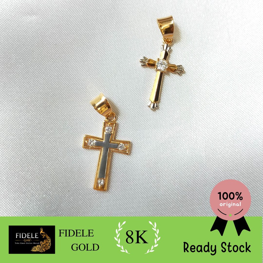 Liontin Salib Permata Simple Liontin Emas Asli Kadar Muda 375