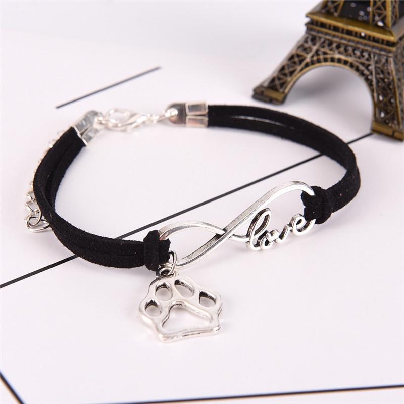 Gelang Tangan Motif Hewan Anjing / Kucing / Beruang Infinity Untuk Wanita