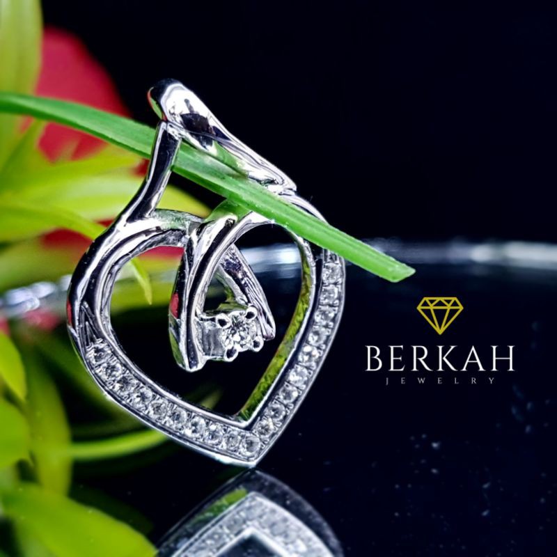 Liontin emas putih berlian asli natural diamond