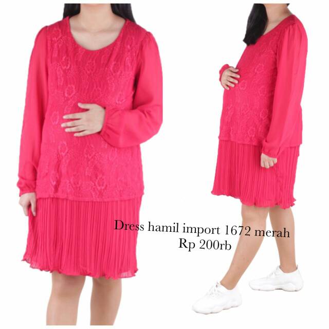 Baju hamil dress hamil import 1672 merah