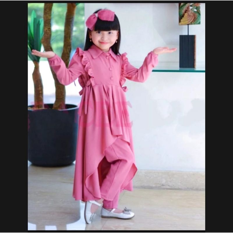 SETELAN TUNIK ANAK UMUR 7-12 TAHUN || LONG SET ANAK || SETELAN LONG TUNIK ANAK PEREMPUAN || SETELAN WANITA