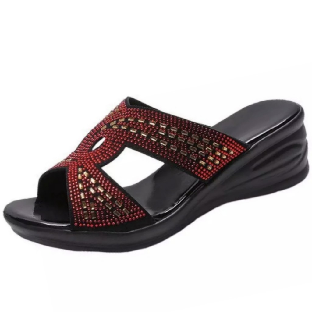 LUTTON - sandal wedges wanita - SANDAL WANITA ANDIN-MERAH