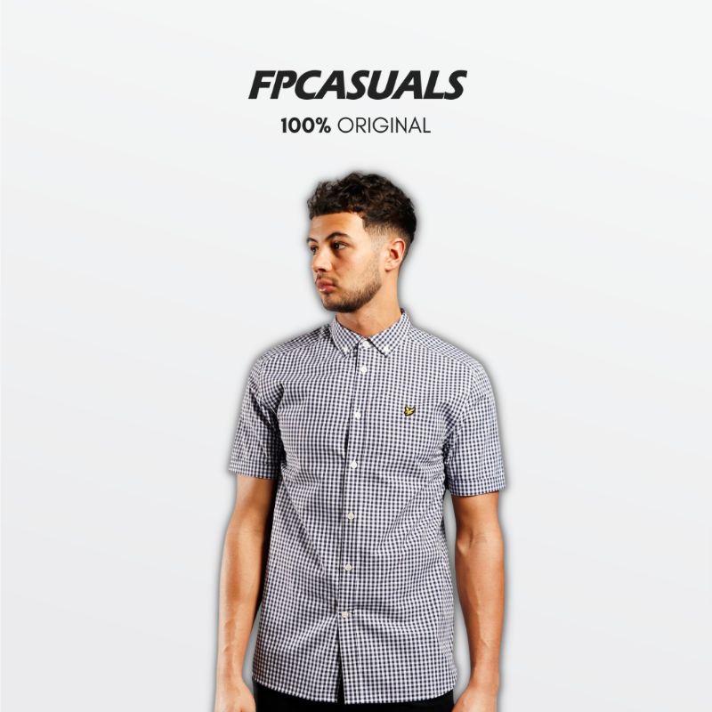 Kemeja Lyle and scott Gingham Shirt Navy ORIGINAL