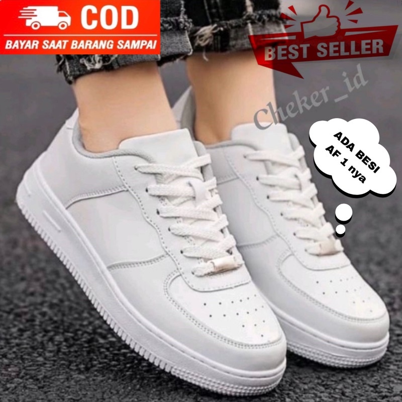 MAN &amp; LADIES SEPATU FASHION KOREA FULL WHITE MID LOW TRIPEL WHITE SNEAKERS POLOS