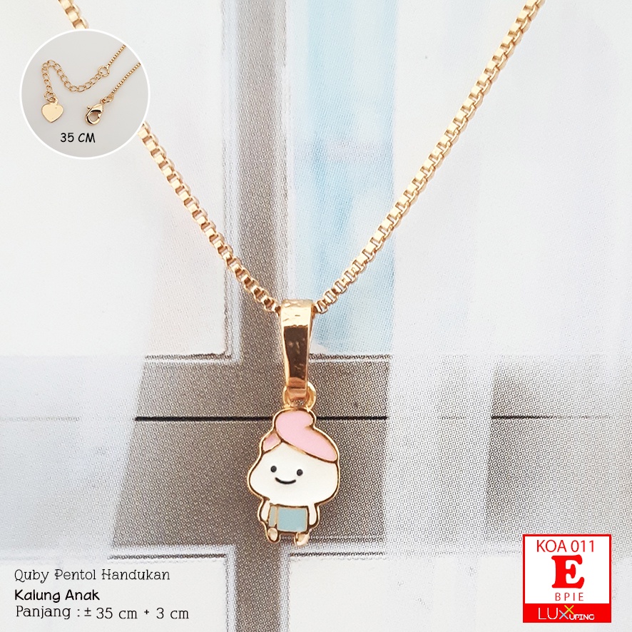 KOA 011 Kalung Anak Lucu Cat Enamel Perhiasan Anak Kalung Lapis Emas Imitasi Aksesoris Quby Pentol Lucu Kalung Anak Pendek 35 cm Aksesoris Anak Luxx Xuping