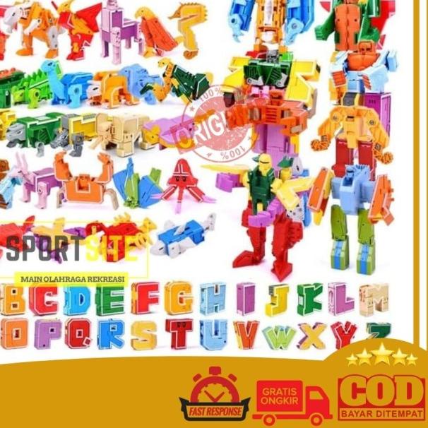 ❃ Mainan Anak Huruf Alphabet Robot Dinosaurus Transformer Edukasi Tobot ☉