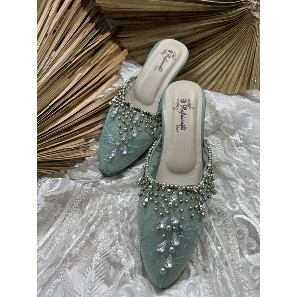 sepatu wedding Rafaizoutfit sintya sage green 7cm tahu