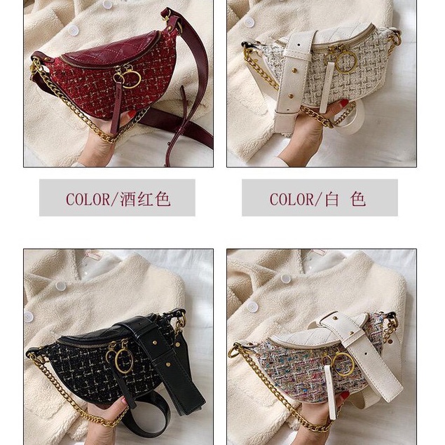 BJ1235 - BLACK/RAINBOW/RED/WHITE - TAS SLINGBAG WAISTBAG SLEMPANG TALI RANTAI MODEL CHAIN TAS WANITA FASHION IMPORT MODIS ELEGAN TERMURAH TERLARIS TERBARU BAGSTORE JAKARTA TAS BATAM BQ3175 GT1008 ELJ235 LT1772 JT15846 CR7207