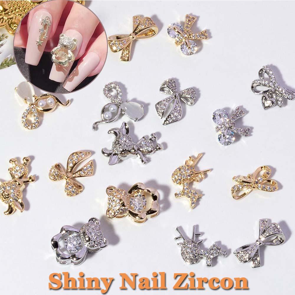 Mxbeauty 3D Kuku Zirkon Mewah DIY Busur Simpul Detak Jantung Beruang Manicure Tools Deer Nail Art Dekorasi