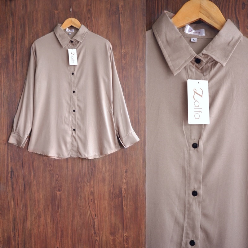 BASIC rayon kemeja by ZALFA OUTFIT-Cream (R.Twill)