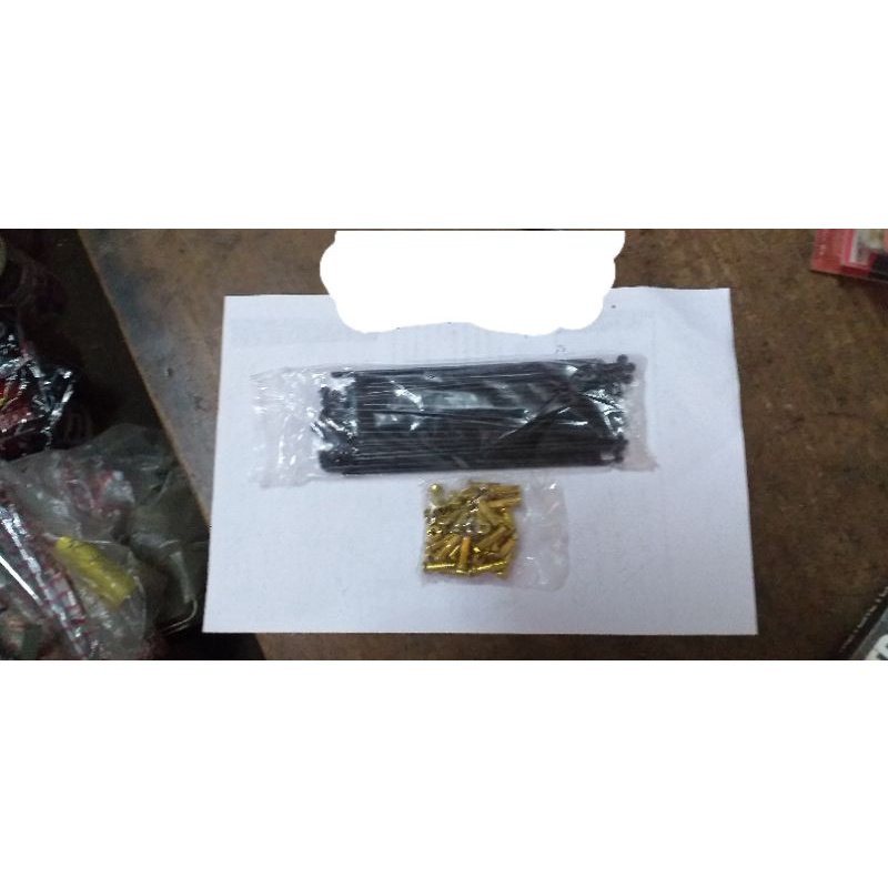 RUJI JARI JARI SEPEDA MOTOR SPOKE SET 164 BLACK GOLD MERK BERKUALITAS