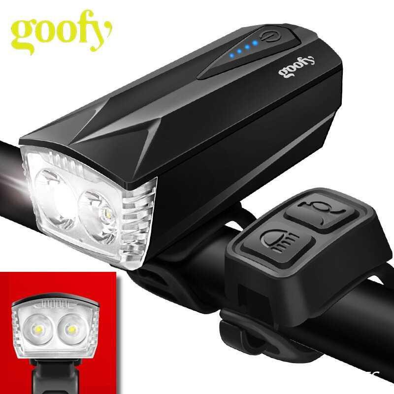 Goofy Lampu Sepeda LED USB Cree T6 300 Lumens Klakson DT-6105C [Hitam]