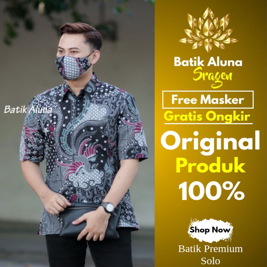 Aluna Baju Batik Keris Pria Lengan Pendek Premium Casual Solo Lapis Furing Grey Original PD021
