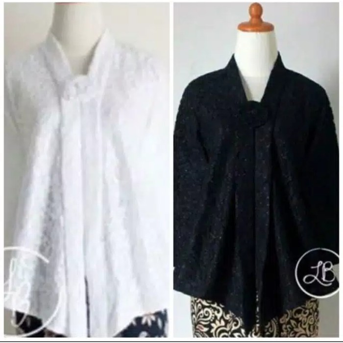 Atasan Kebaya Floy Brokat Kutubaru Kartini Putih Dan Hitam