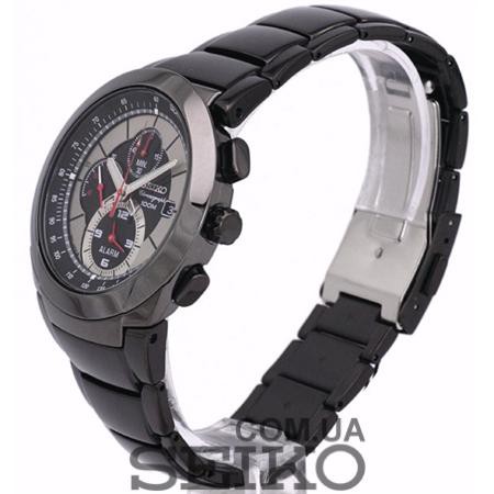 Seiko Quartz SNAB35P1 Chronograp Alarm Black IP | Jam Pria SNAB35